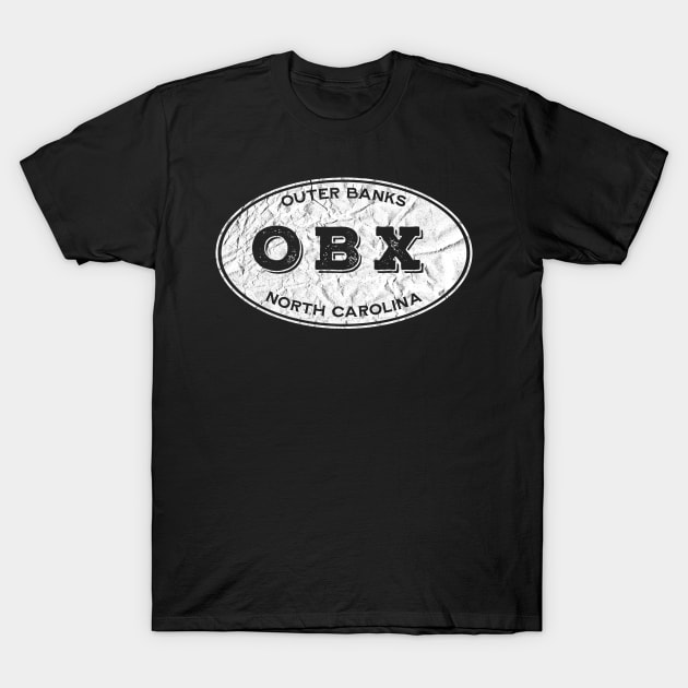 OBX Oval in White Distressed T-Shirt by YOPD Artist